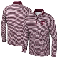 Haut rayé à glissière quart de tour pour homme Colosseum Maroon Texas A&M Aggies