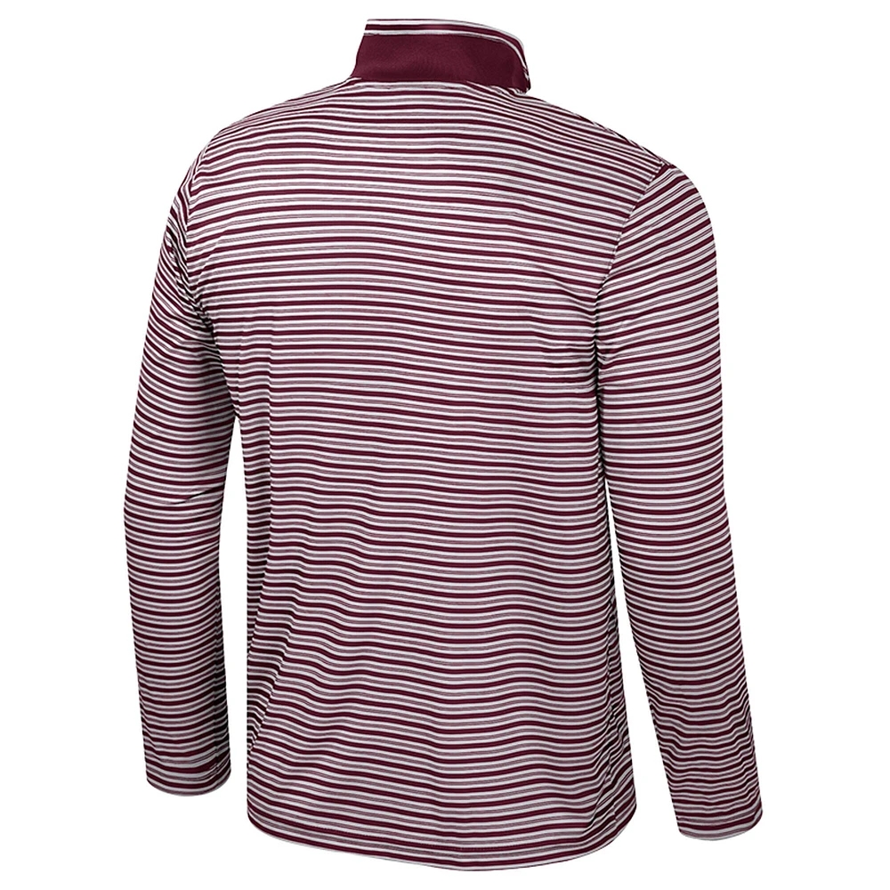 Haut rayé à glissière quart de tour pour homme Colosseum Maroon Texas A&M Aggies