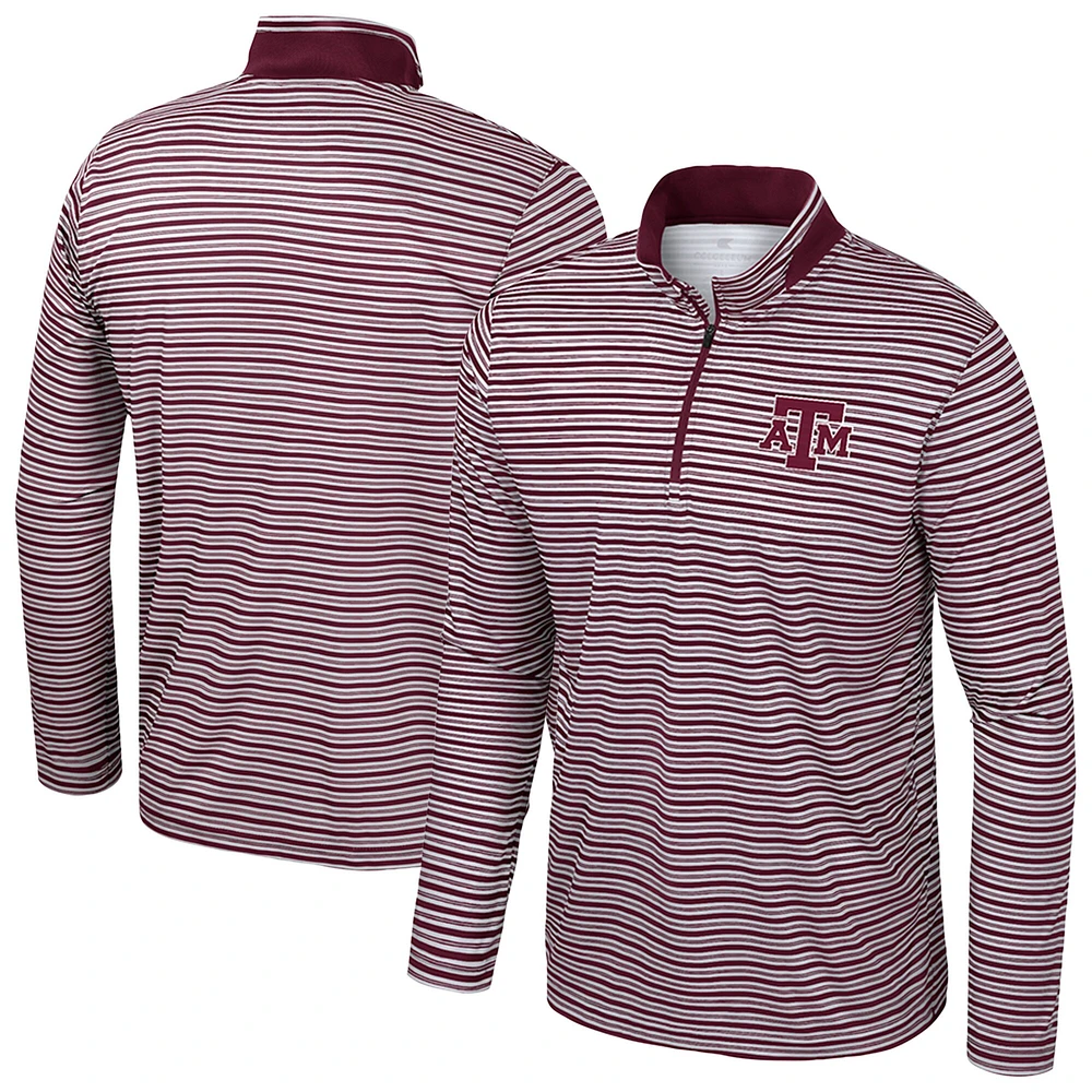 Haut rayé à glissière quart de tour pour homme Colosseum Maroon Texas A&M Aggies