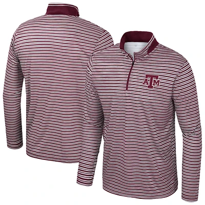 Haut rayé à glissière quart de tour pour homme Colosseum Maroon Texas A&M Aggies