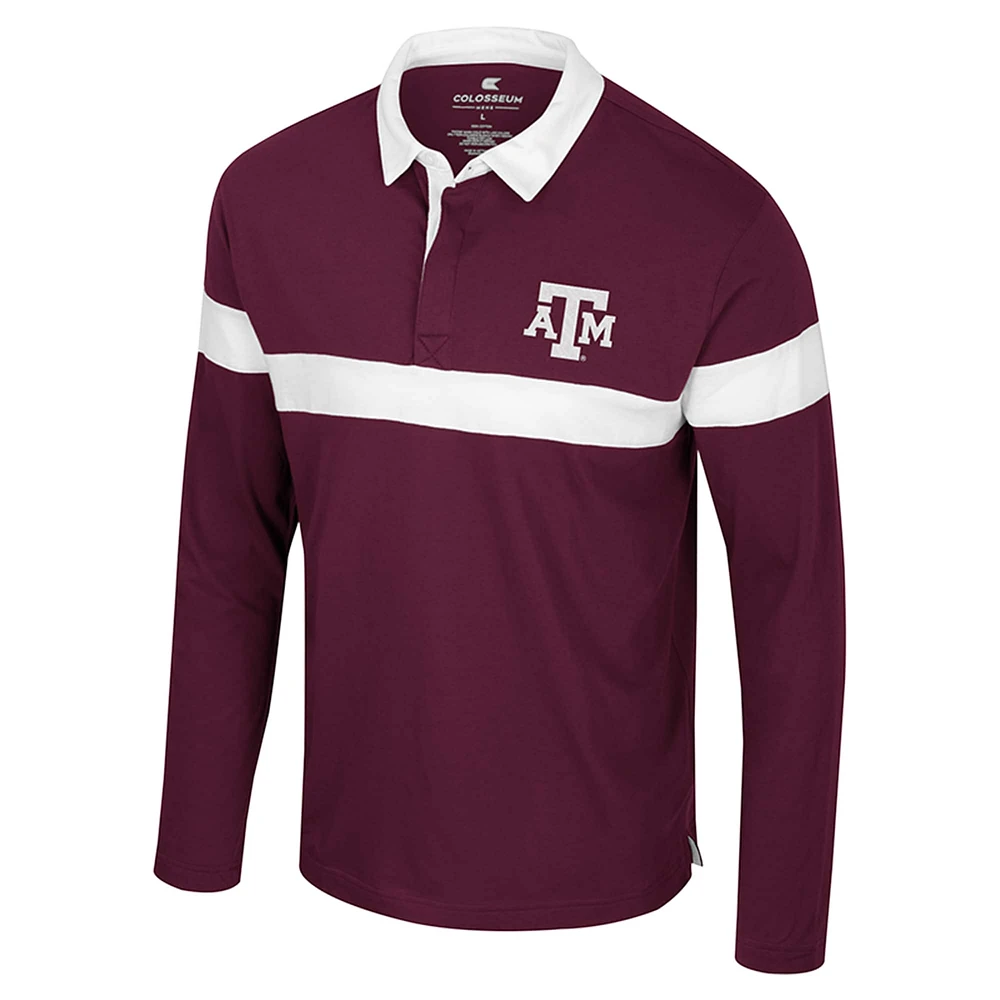 Men's Colosseum  Maroon Texas A&M Aggies Too Cool For School Long Sleeve Polo