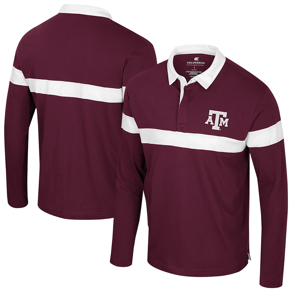 Polo à manches longues pour homme Colosseum Bordeaux Texas A&M Aggies Too Cool For School