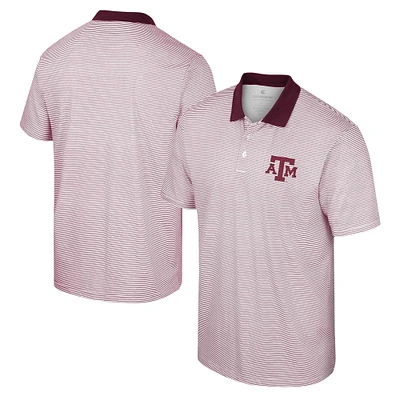 Polo à rayures Colosseum pour homme, blanc/marron Texas A&M Aggies