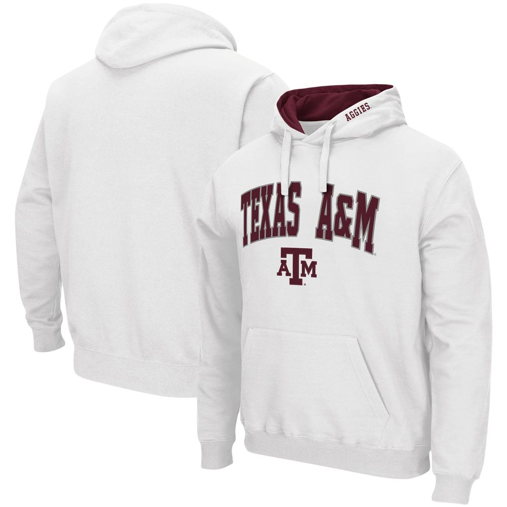 Men's Colosseum White Texas A&M Aggies Arch & Logo 3.0 Pullover Hoodie