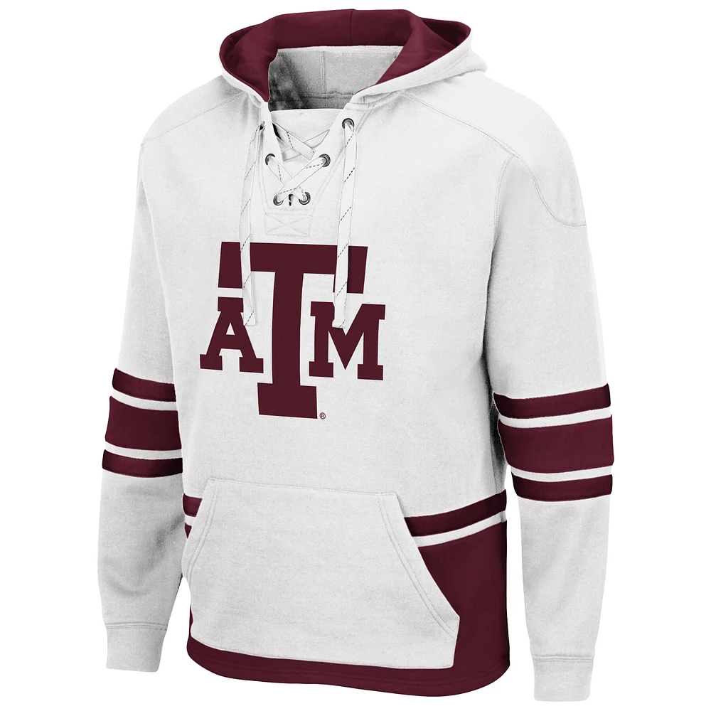 Men's Colosseum White Texas A&M Aggies Lace Up 3.0 Pullover Hoodie