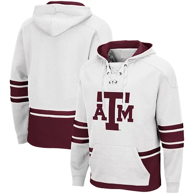 Men's Colosseum White Texas A&M Aggies Lace Up 3.0 Pullover Hoodie