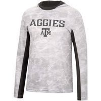 Men's Colosseum White Texas A&M Aggies Mossy Oak SPF 50 Performance Long Sleeve Hoodie T-Shirt