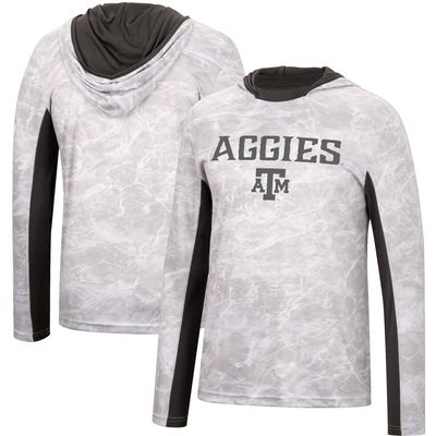 Men's Colosseum White Texas A&M Aggies Mossy Oak SPF 50 Performance Long Sleeve Hoodie T-Shirt