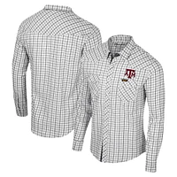 Men's Colosseum x Wrangler White Texas A&M Aggies Plaid Window Pane Long Sleeve Full-Snap Shirt