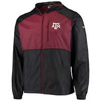 Columbia Black/Maroon Texas A&M Aggies Flash Forward Hoodie coupe-vent léger à fermeture éclair complète pour homme