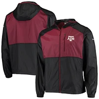 Columbia Black/Maroon Texas A&M Aggies Flash Forward Hoodie coupe-vent léger à fermeture éclair complète pour homme