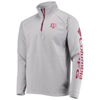 Men's Columbia Gray Texas A&M Aggies Terminal Tackle Fleece Raglan Omni-Shade Quarter-Zip Jacket