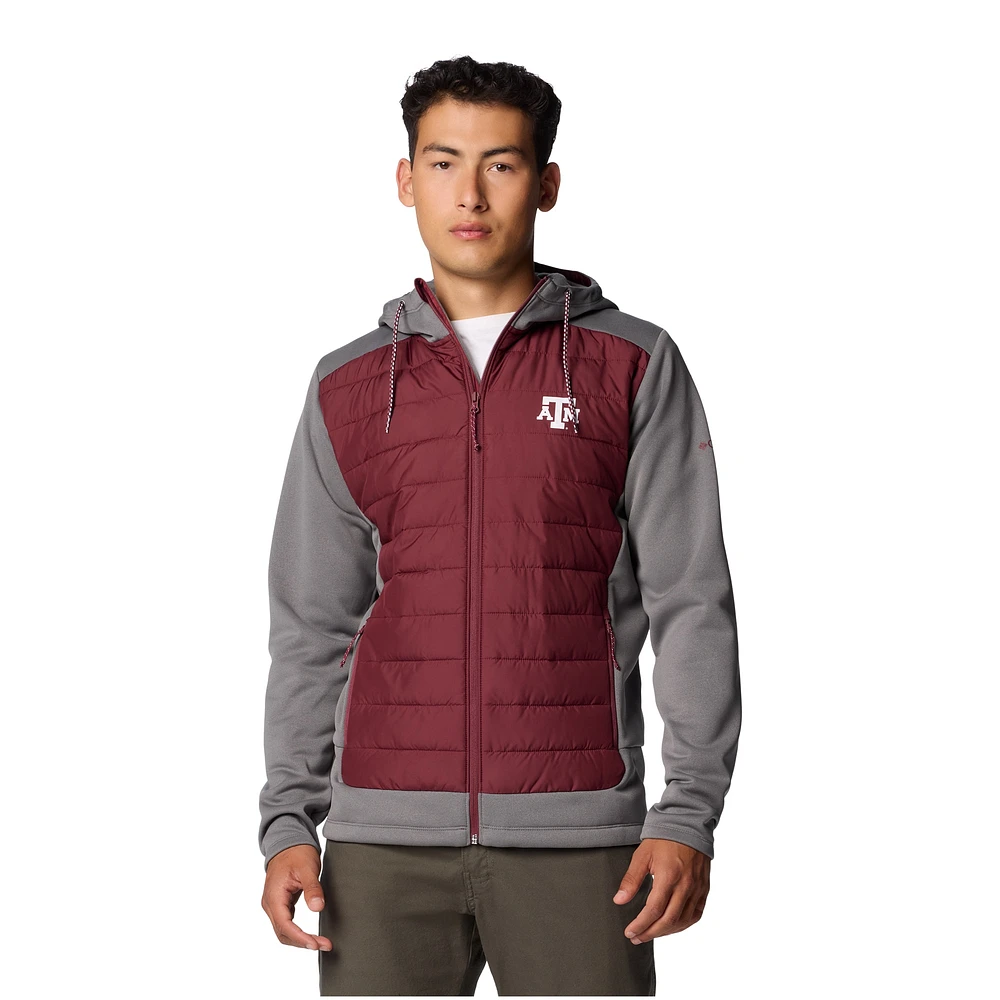 Veste hybride à capuche entièrement zippée Out-Shield pour homme de Columbia, marron/gris, Texas A&M Aggies