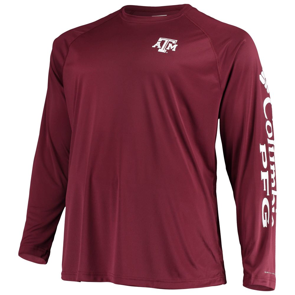 Men's Columbia Maroon Texas A&M Aggies Big & Tall Terminal Tackle Omni-Shade Long Sleeve Raglan T-Shirt