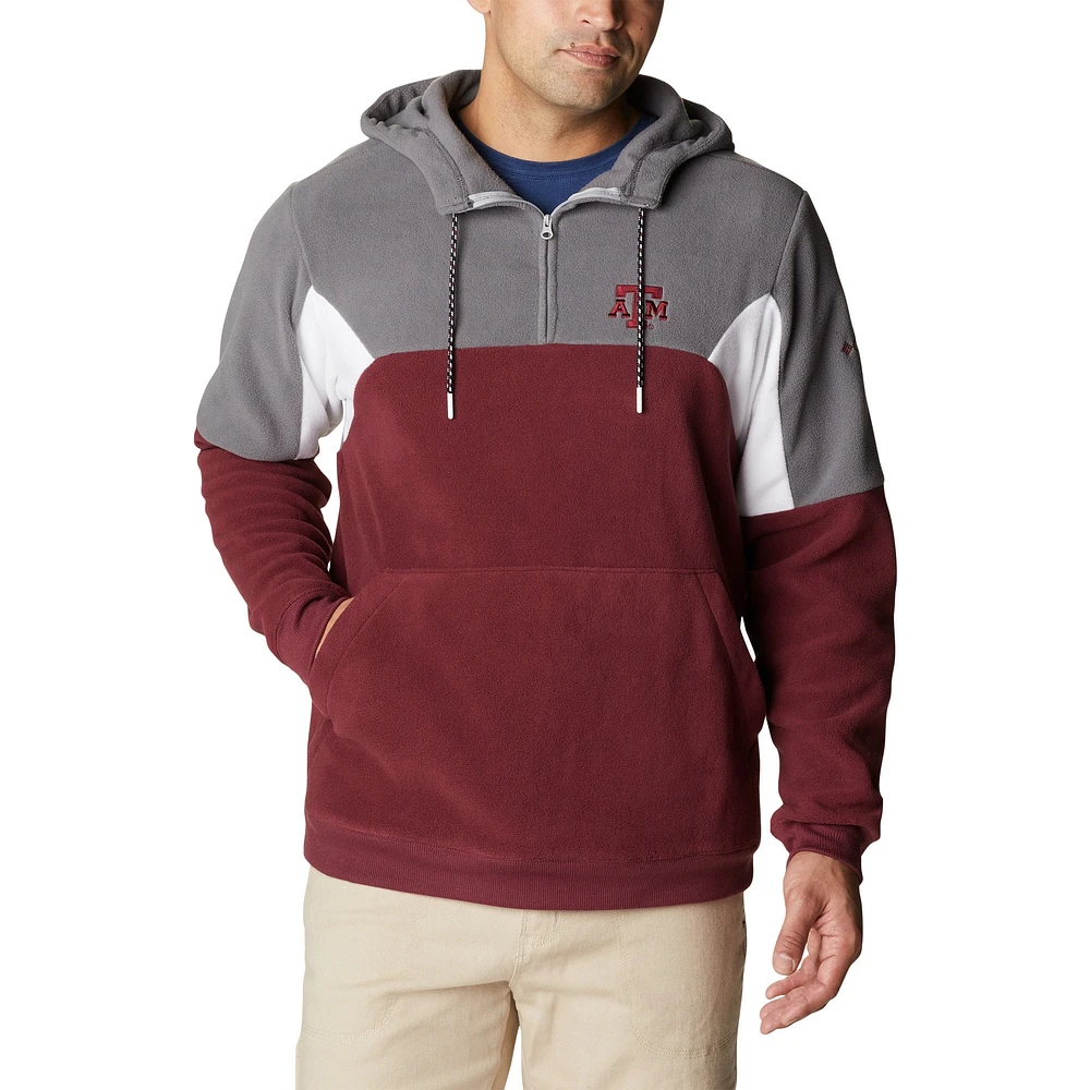 Sweat à capuche quart de zip Columbia Maroon Texas A&M Aggies Lodge pour hommes