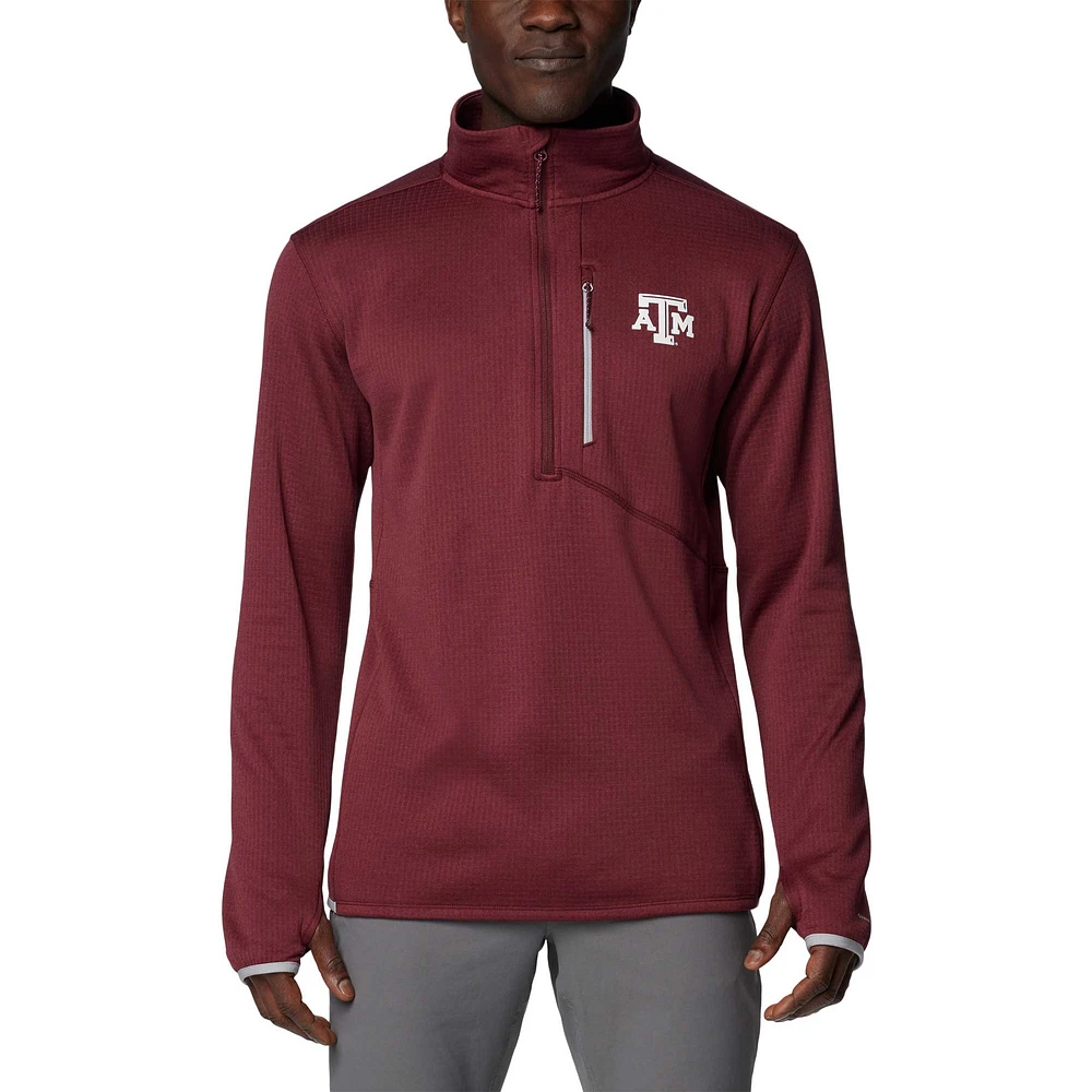 Veste polaire Omni-Wick mi-zip Park View Grid de Columbia pour homme, coloris marron Texas A&M Aggies