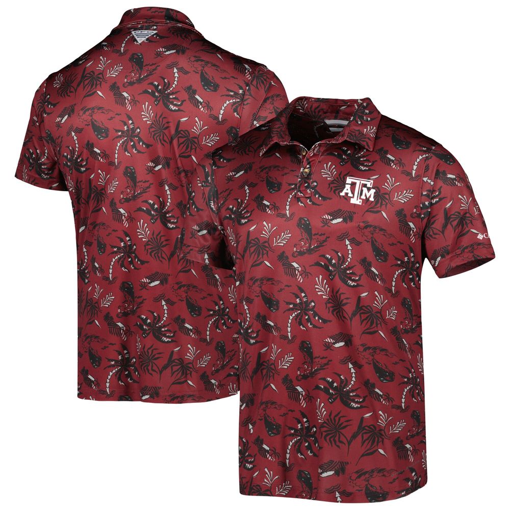 Men's Columbia Maroon Texas A&M Aggies Super Terminal Tackle Omni-Shade Polo