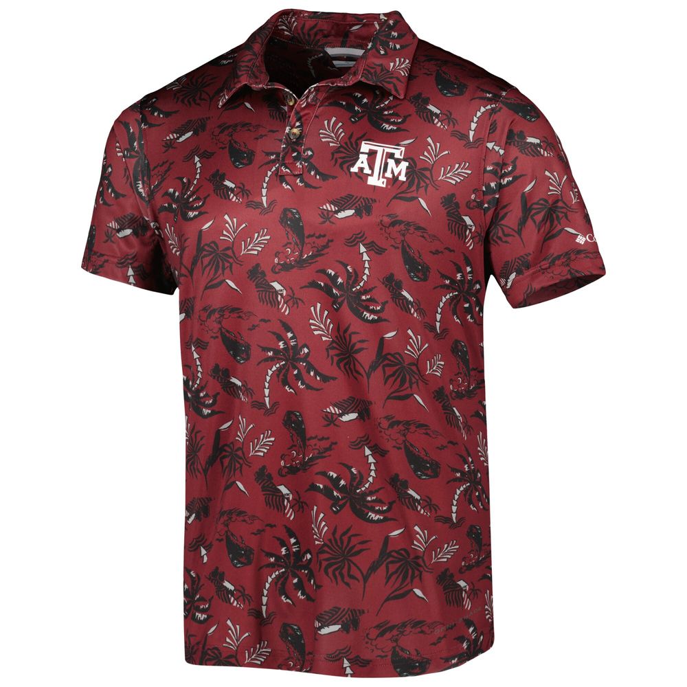 Men's Columbia Maroon Texas A&M Aggies Super Terminal Tackle Omni-Shade Polo