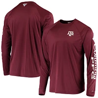 Men's Columbia Maroon Texas A&M Aggies Terminal Tackle Omni-Shade Raglan Long Sleeve T-Shirt