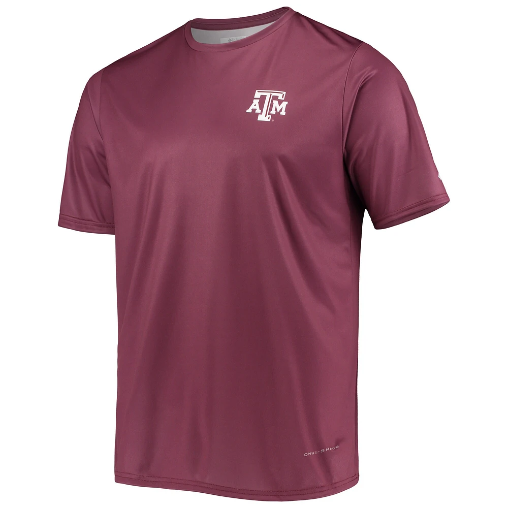 T-shirt pour homme Columbia Maroon Texas A&M Aggies Terminal Tackle Omni-Shade