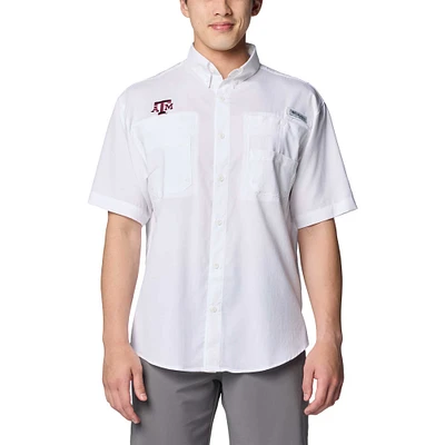 Chemise boutonnée Columbia blanche Texas A&M Aggies PFG Tamiami Omni-Shade pour homme