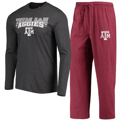 Texas A&M Aggies Concepts Sport Meter Long Sleeve T-Shirt & Pants Sleep Set - Maroon/Heathered Charcoal