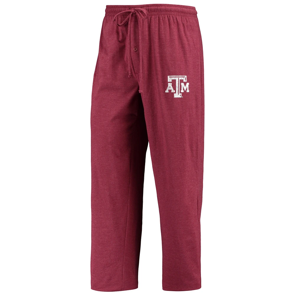 Concepts Sport pour homme Bordeaux/anthracite chiné Texas A&M Aggies Meter T-shirt à manches longues et pantalon Ensemble de nuit