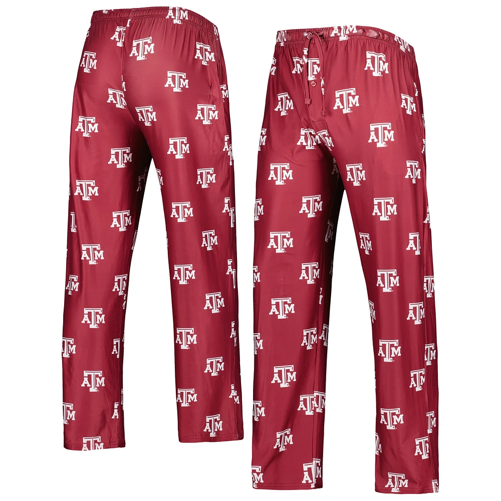 Men's Concepts Sport Maroon Texas A&M Aggies Logo Flagship Allover Print Pants