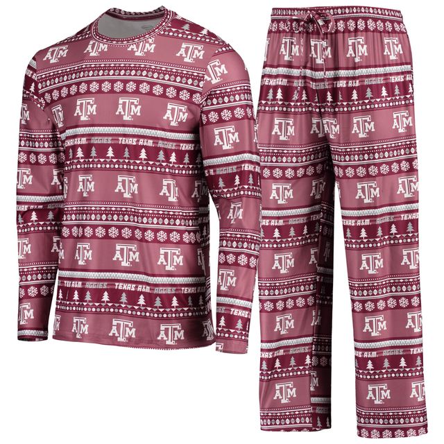 Concepts Sport pour homme Maroon Texas A&M Aggies Ugly Sweater T-shirt et pantalon à manches longues