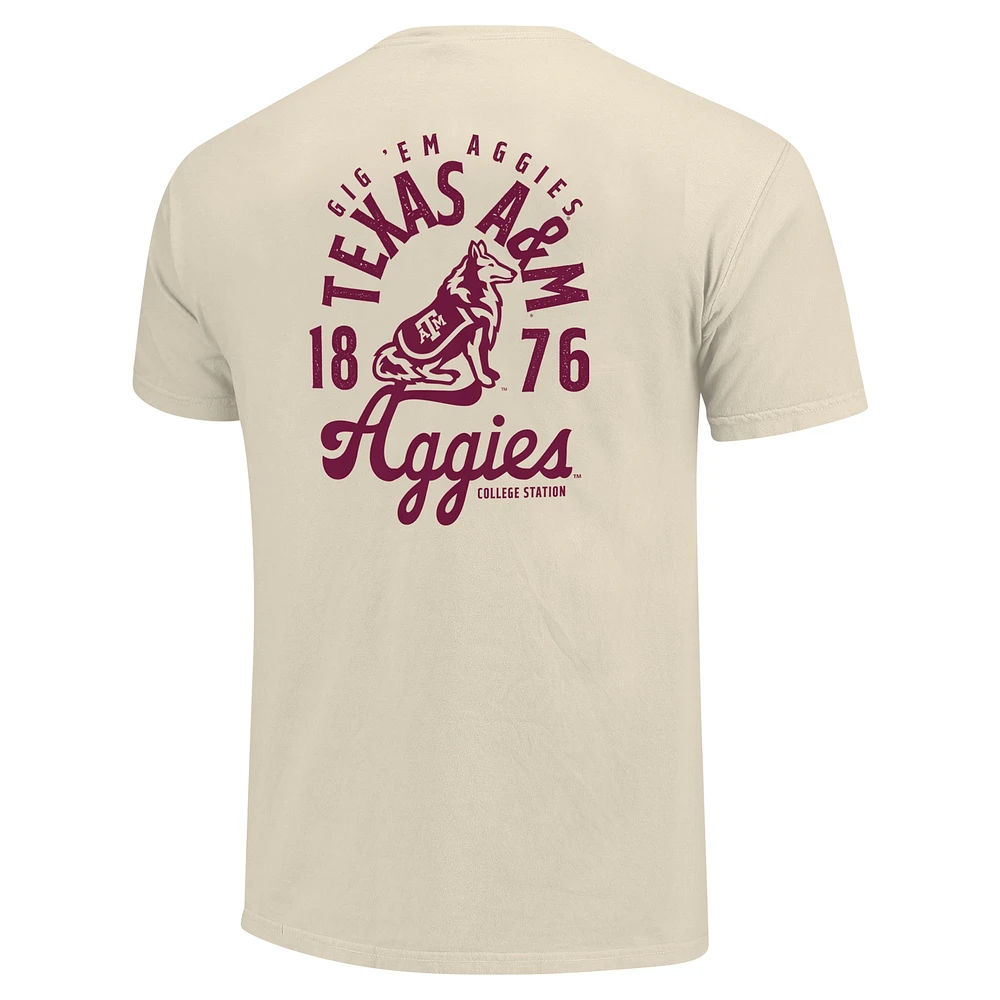 T-shirt confortable à imprimé mascotte Texas A&M Aggies pour homme, couleur crème