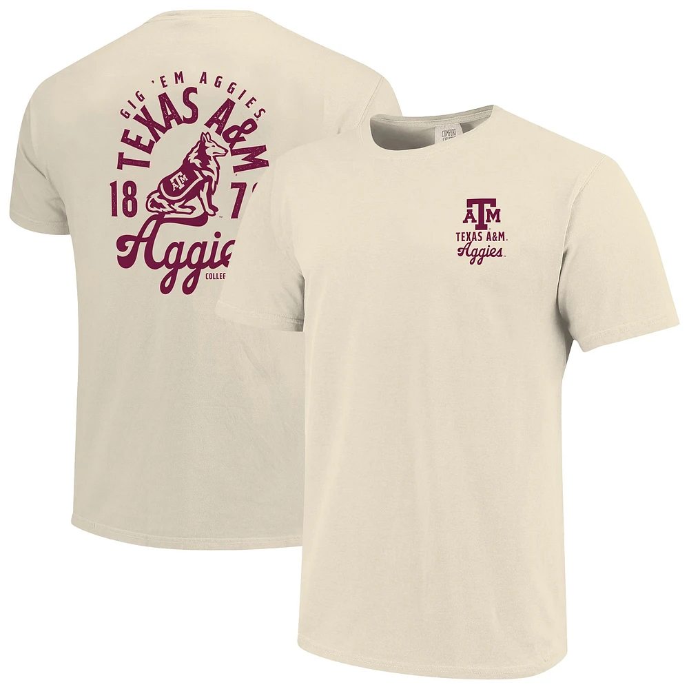 T-shirt confortable à imprimé mascotte Texas A&M Aggies pour homme, couleur crème