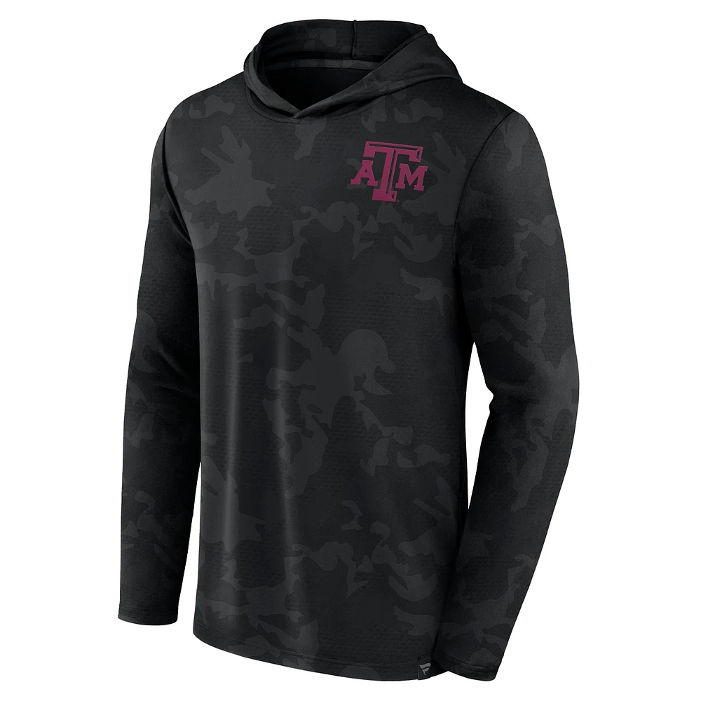 Men's Fanatics  Black Texas A&M Aggies Camo Hoodie Long Sleeve T-Shirt