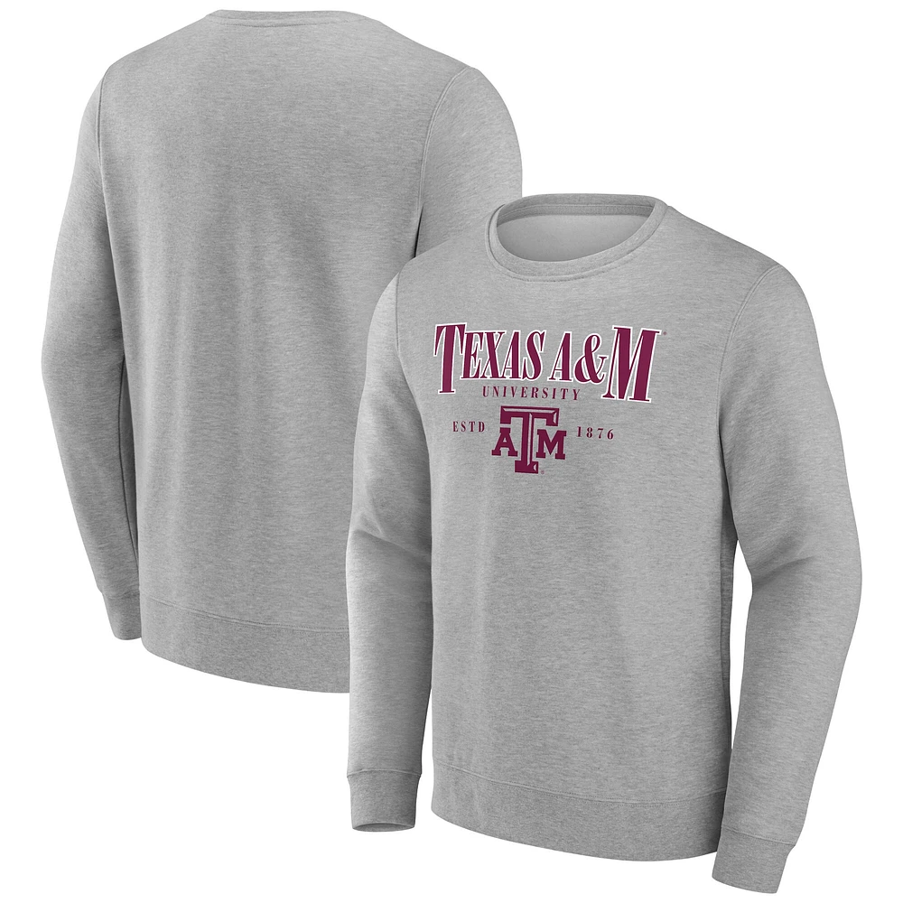 Men's Fanatics Gray Texas A&M Aggies True Classics Act Fast Fleece Pullover Sweatshirt