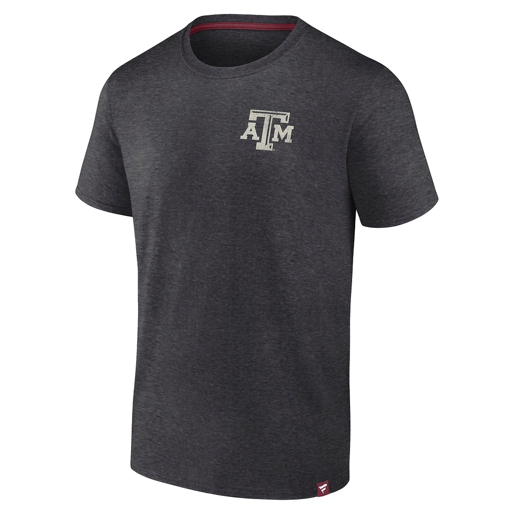 T-shirt emblématique des Texas A&M Aggies pour hommes Fanatics Heather Charcoal