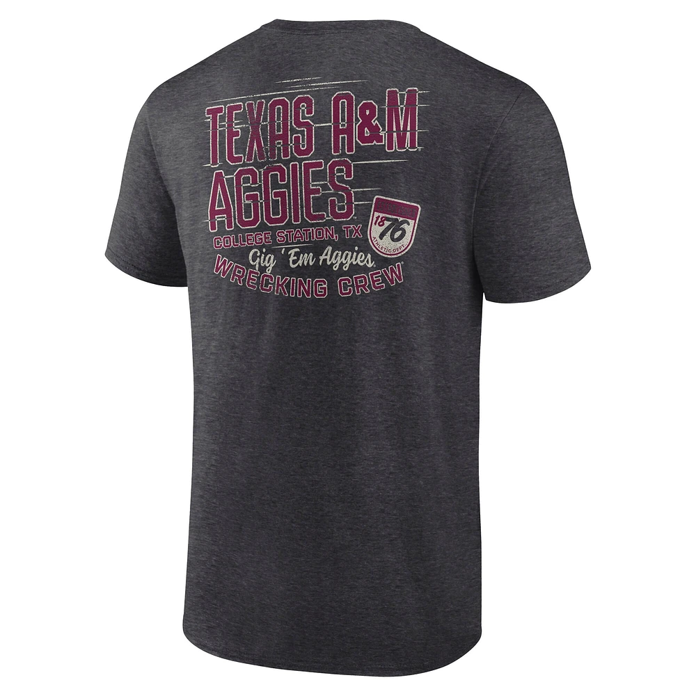 T-shirt emblématique des Texas A&M Aggies pour hommes Fanatics Heather Charcoal