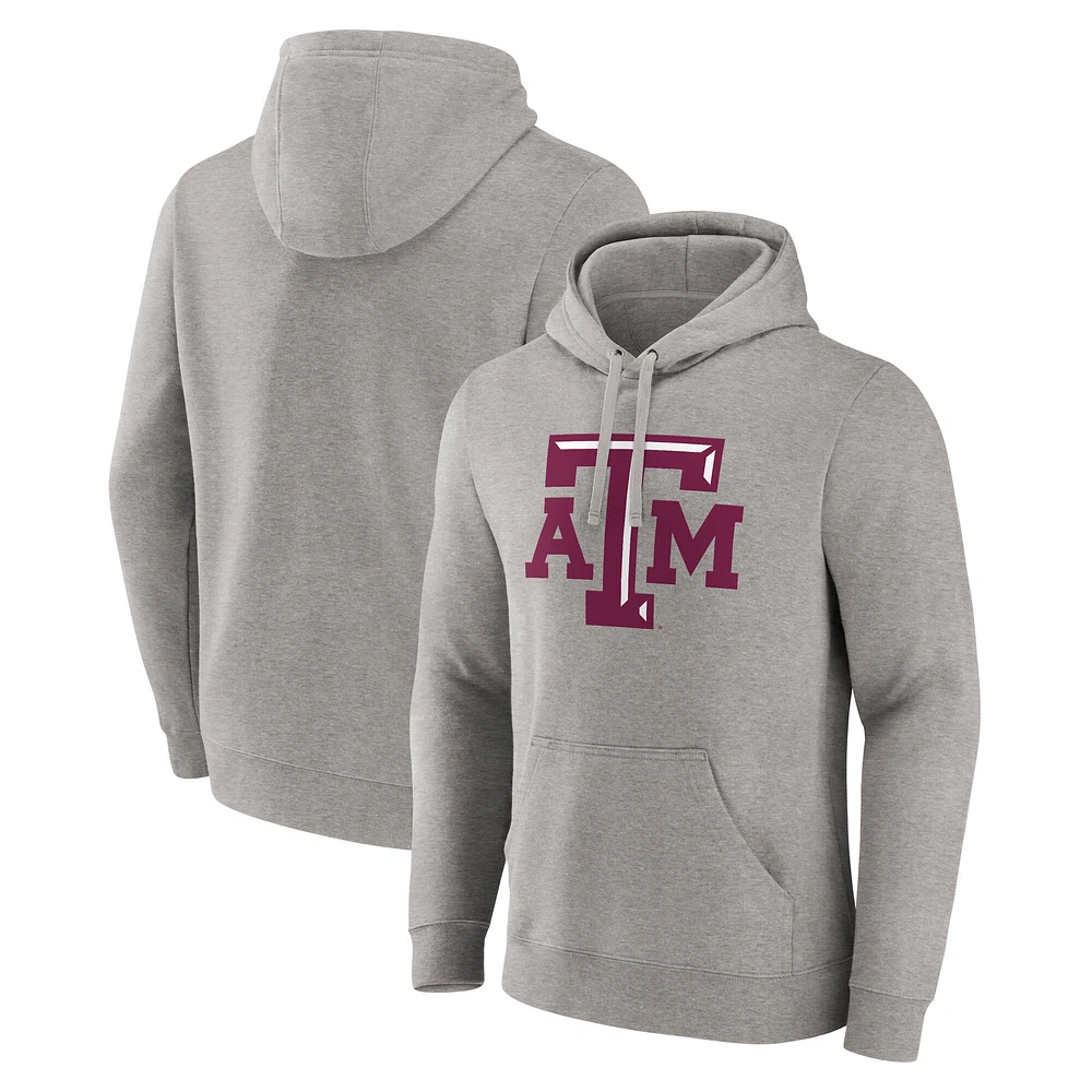 Sweat à capuche avec logo principal Fanatics Heather Grey Texas A&M Aggies pour hommes