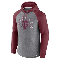 Sweat à capuche raglan pour hommes Fanatics Maroon/Heather Grey Texas A&M Aggies Wrap Up