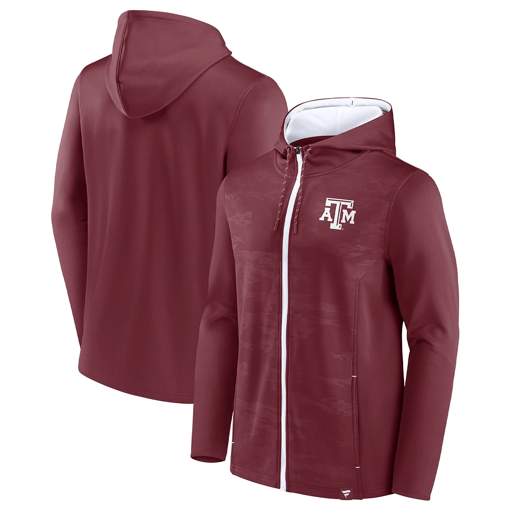 Sweat à capuche entièrement zippé Fanatics Maroon Texas A&M Aggies Ball Carrier pour hommes