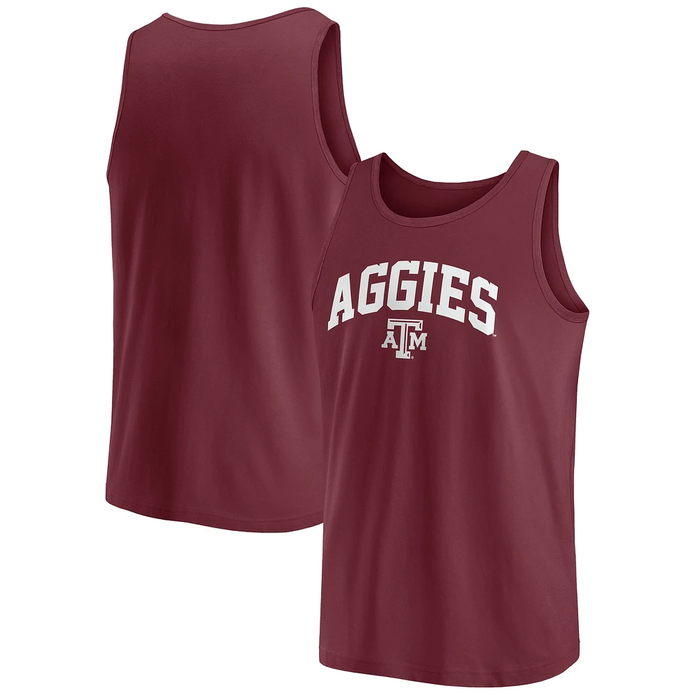 Débardeur Fanatics Maroon Texas A&M Aggies Block Arch pour hommes