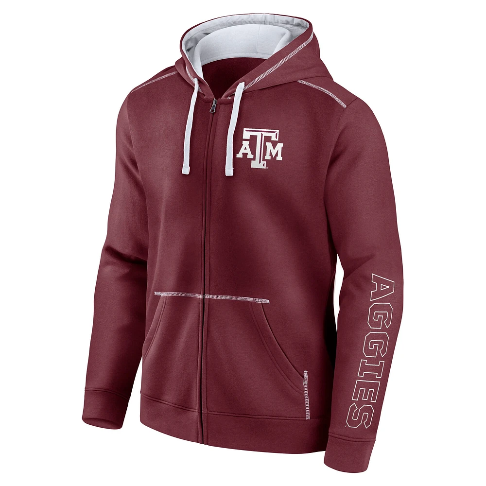 Men's Fanatics Maroon Texas A&M Aggies Blocked Fleece Full-Zip Hoodie