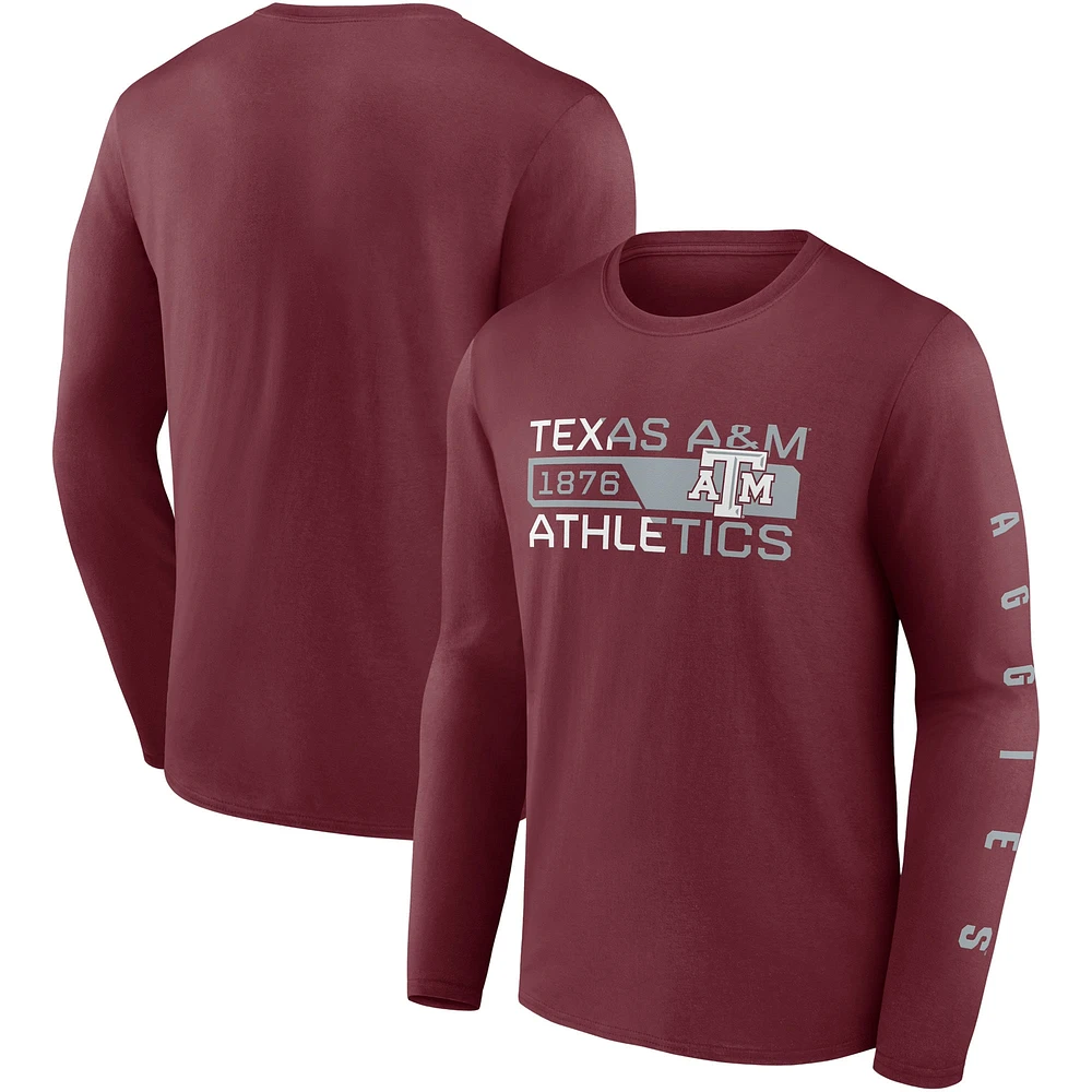 Men's Fanatics Maroon Texas A&M Aggies Broad Jump 2-Hit Long Sleeve T-Shirt