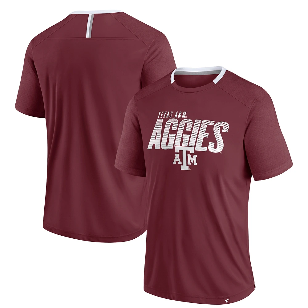 T-shirt Fanatics pour homme, couleur marron, Texas A&M Aggies Defender Fade Slant