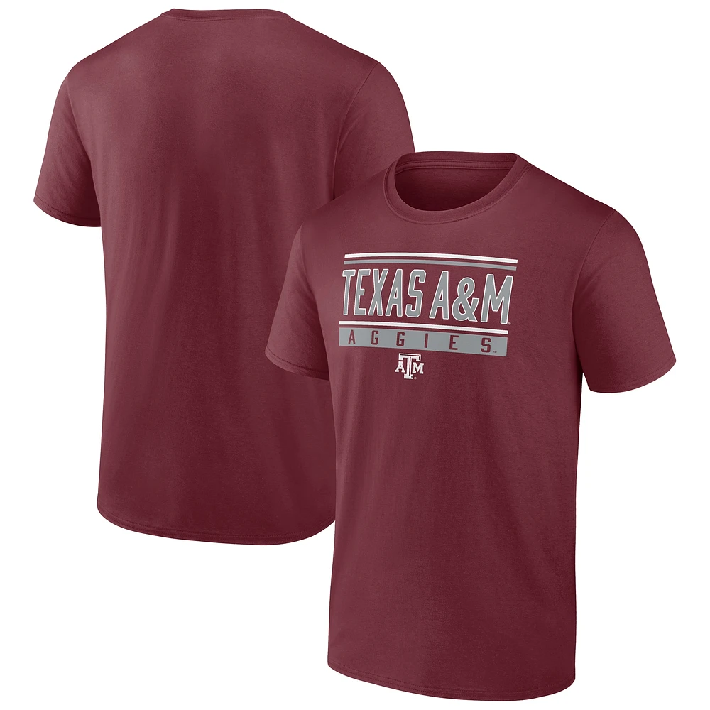 T-shirt à rayures et blocs pour hommes Fanatics Maroon Texas A&M Aggies Fundamentals