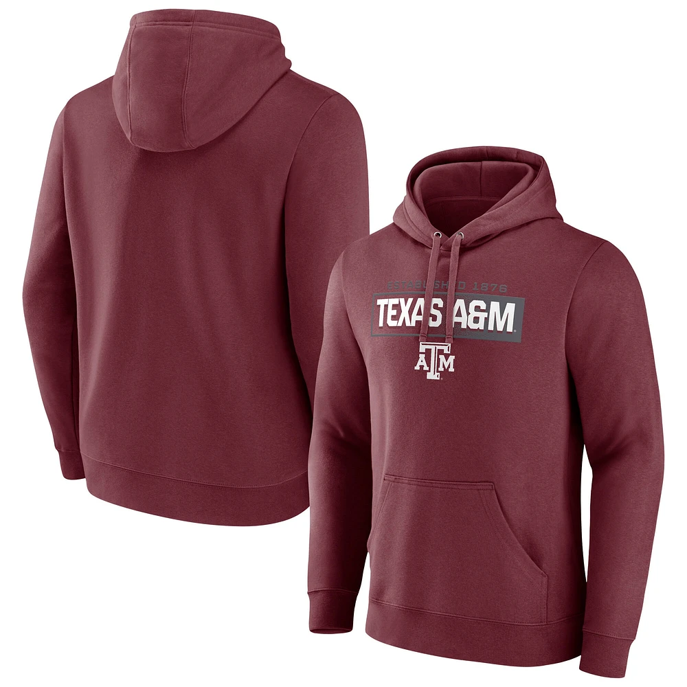 Sweat à capuche emblématique en polaire Down The Field pour homme Fanatics Maroon Texas A&M Aggies