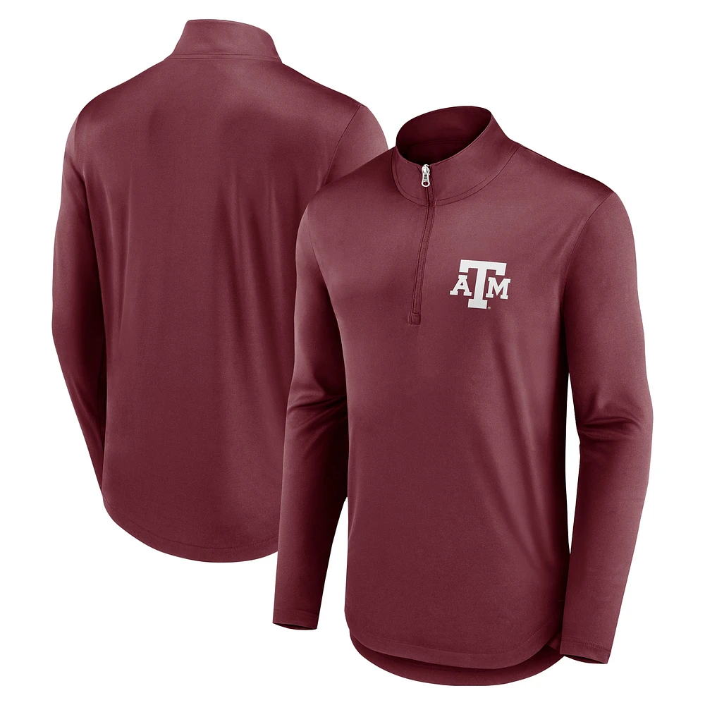 Men's Fanatics Maroon Texas A&M Aggies Quarterback Mock Neck Quarter-Zip Top