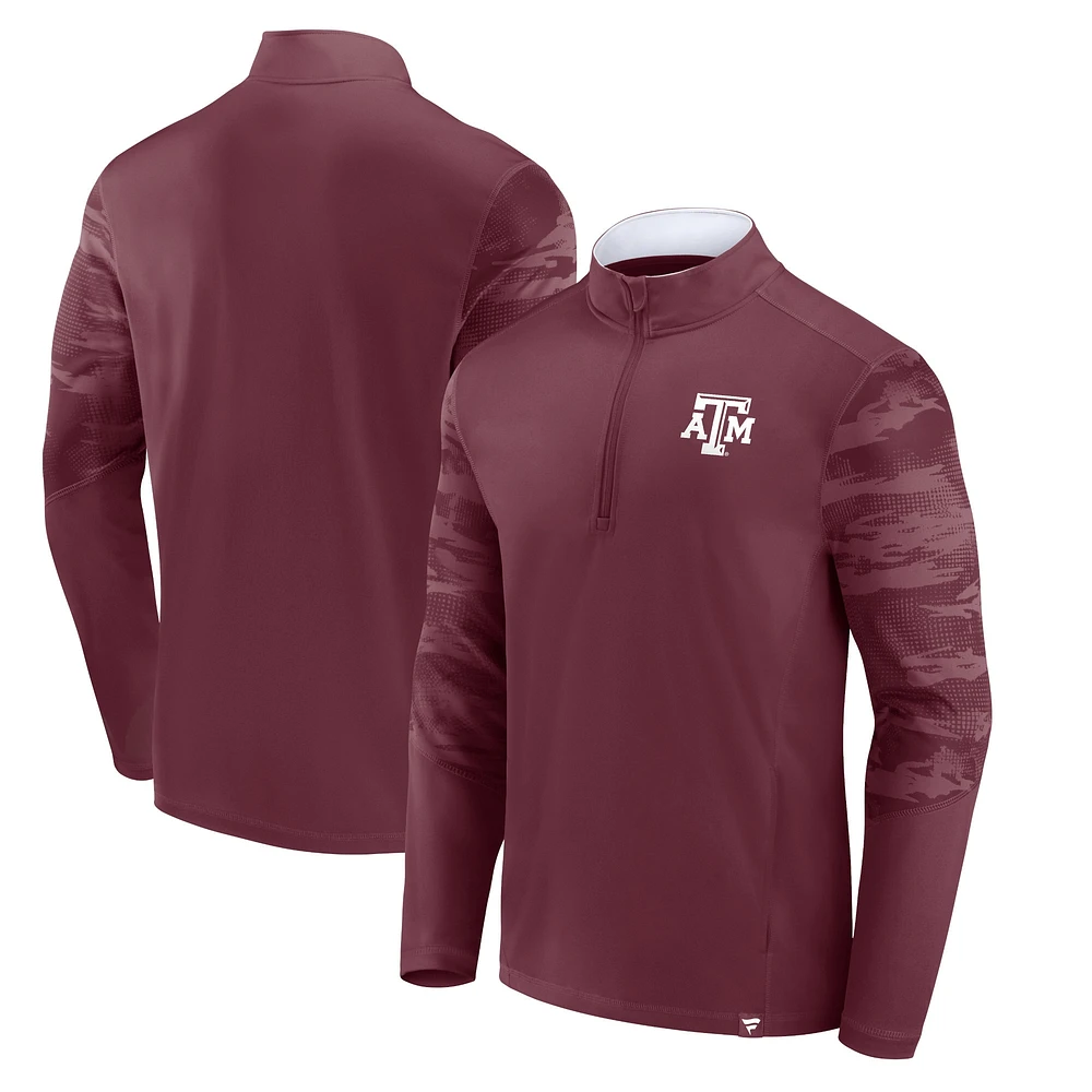 Haut à quart de zip Fanatics Maroon Texas A&M Aggies Ringer pour hommes