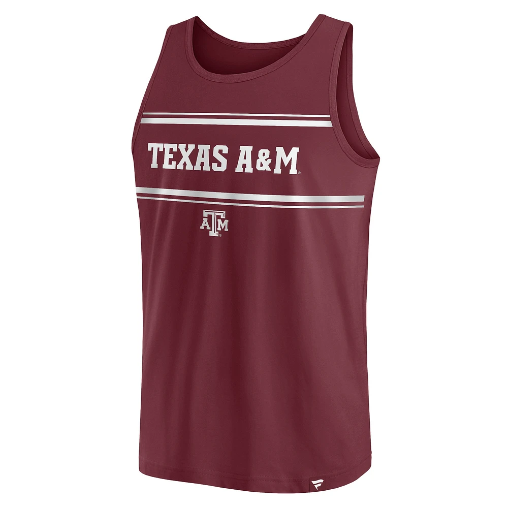 Débardeur bloc rayé Fanatics Maroon Texas A&M Aggies pour hommes