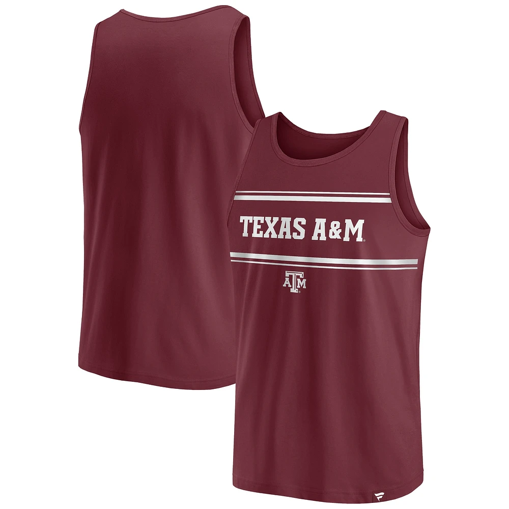 Débardeur bloc rayé Fanatics Maroon Texas A&M Aggies pour hommes