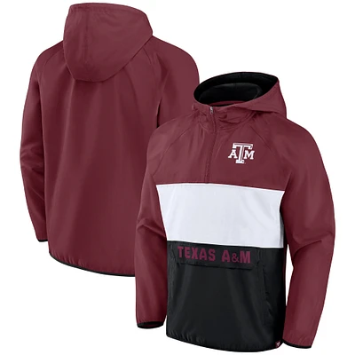 Sweat à capuche quart de zip Fanatics Maroon Texas A&M Aggies Victory On Raglan pour hommes