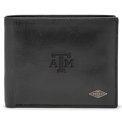 Texas A&M Aggies Fossil Leather Ryan RFID Passcase Wallet - Black